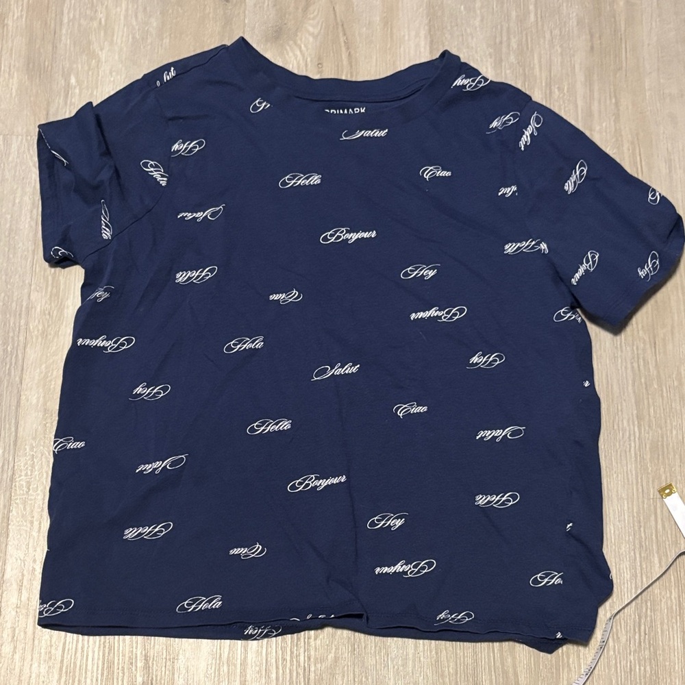 Primark Navy Tee with White Script